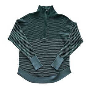 Offline Aerie Home Stretch Green Ribbed Quarter Zip Sweater Sweatshirt Size XS